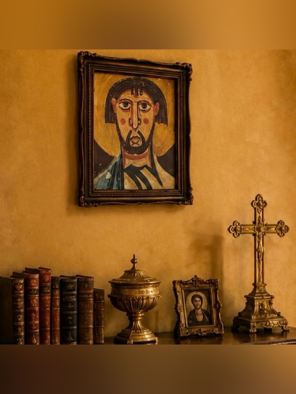 The Holy Apostle Paul Original Vintage Framed Fine Art Print Spanish Romanesque